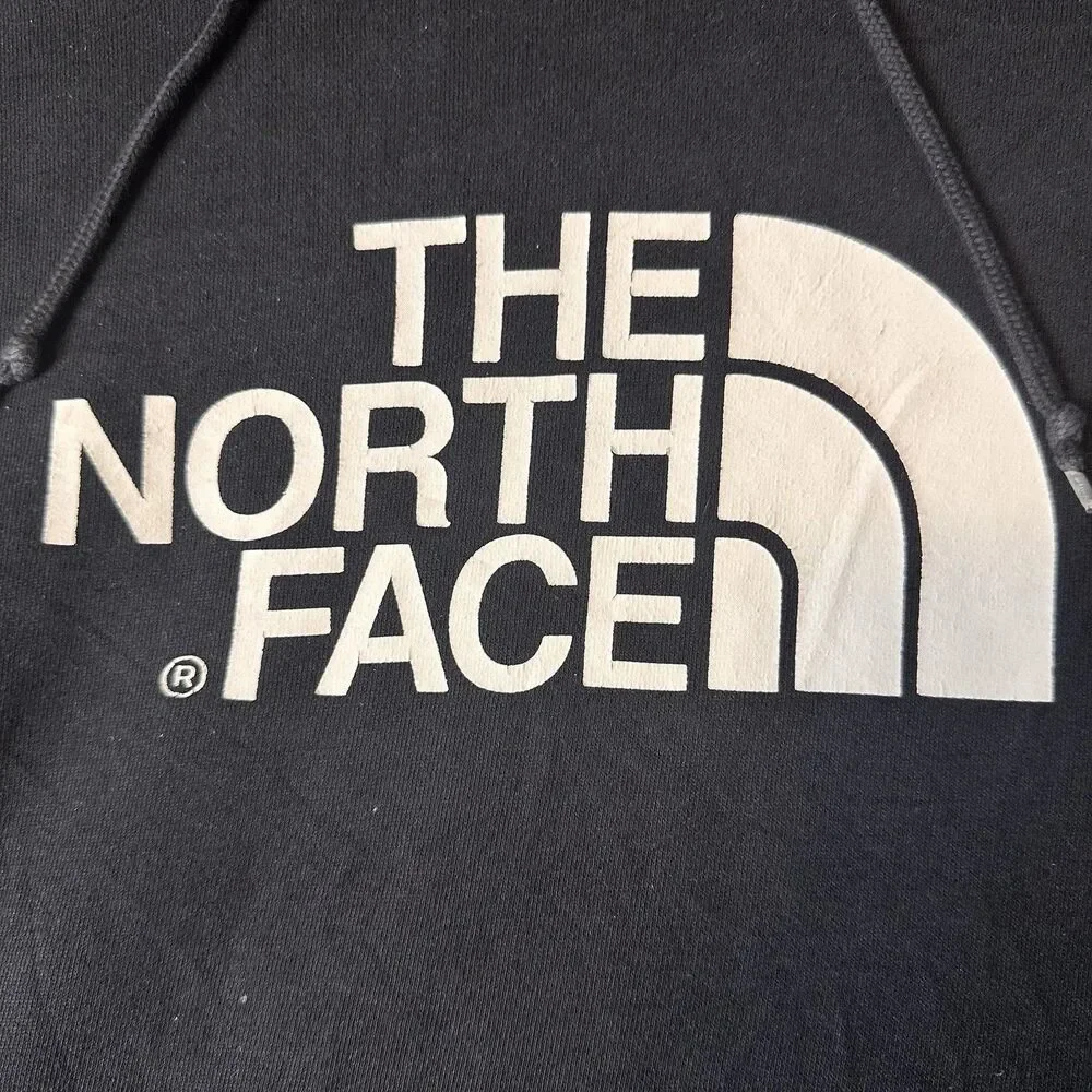 The North Face Men's M Regular Black Fleece Pullover Hoodie Logo Pockets